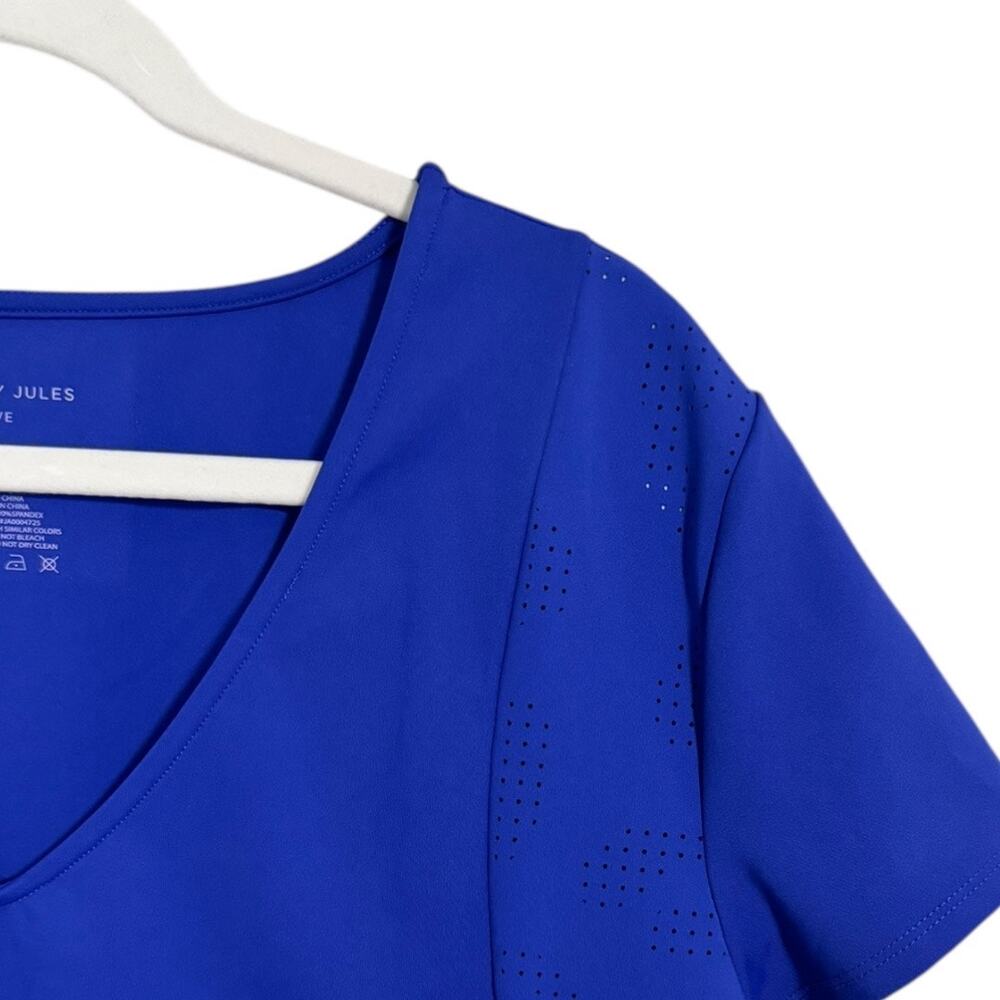 Sincerely Jules Activewear Cropped Short Sleeve Top in Blue - Size L - Picture 2 of 6